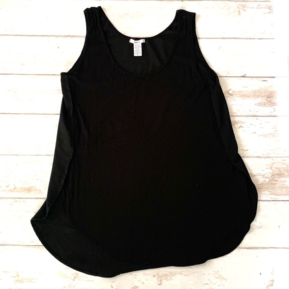 Bar Iii Women’s M Black Crew Neck A-Line Blouse Sleeveless Shirt Top Medium